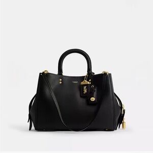 Coach Black Satchel with Gold Accents
